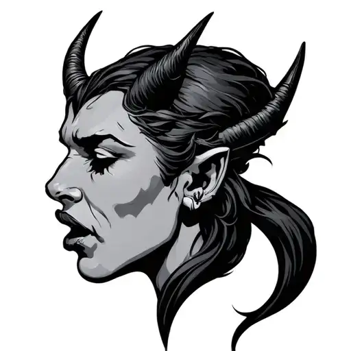 Devil Whispering In Ear tattoo design idea