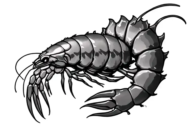 sad shrimp tattoo design idea