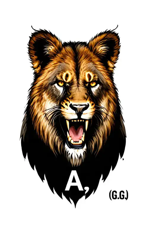 Nephew initial (A.GJ) with a aggressive animal tattoo design idea