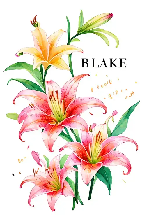 "BLAKE" stargazer lilies tattoo design idea