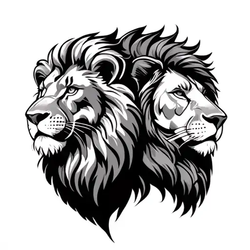 Father And Son Lion tattoo design idea
