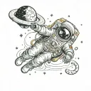 time travel astronaut floating in space tattoo design idea