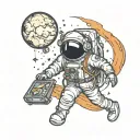 time travel astronaut floating in space tattoo design idea