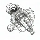 time travel astronaut floating in space tattoo design idea