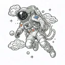 time travel astronaut floating in space tattoo design idea