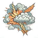 thunder bolt and cloud background tattoo design idea