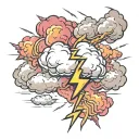 thunder bolt and cloud background tattoo design idea