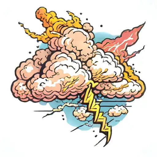 thunder bolt and cloud background tattoo design idea