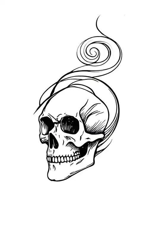 skull and fibonancci spiral tattoo design idea