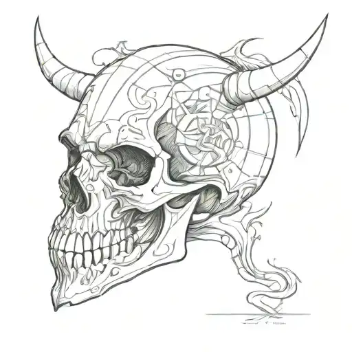 dark horse skull tattoo design idea