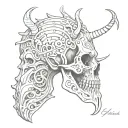 dark horse skull tattoo design idea