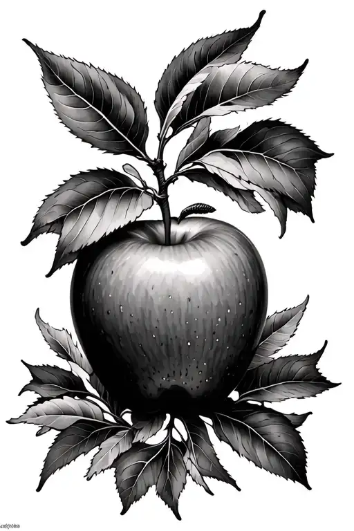 angle with apple tree tattoo design idea