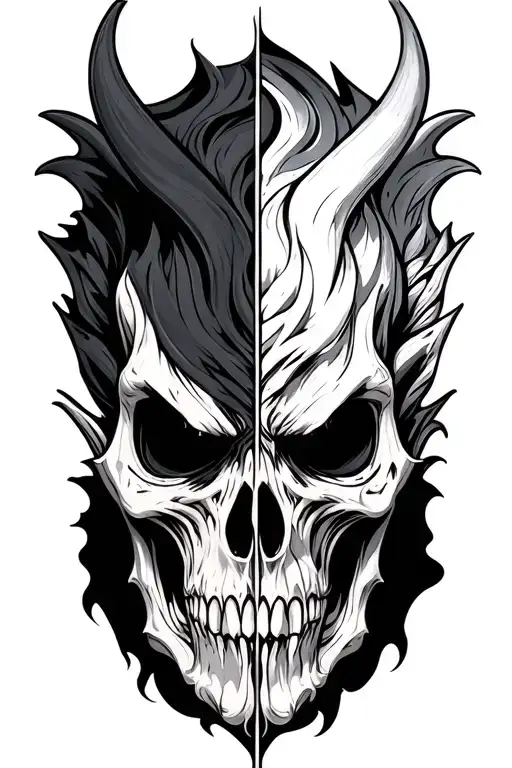 333 half good half evil tattoo design idea