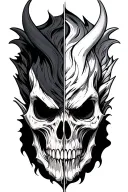 333 half good half evil tattoo design idea
