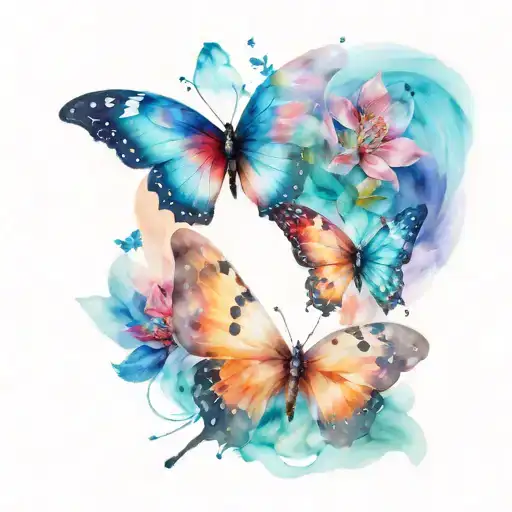 a butterfly that's wings are half gemstones half flowers  tattoo design idea