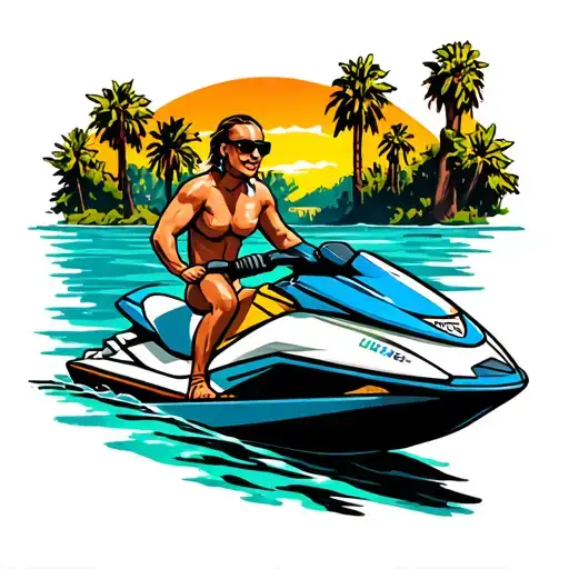 jet ski resort in california tattoo design idea
