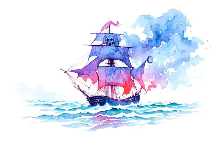 Cthulhu under a ship in storm tattoo design idea