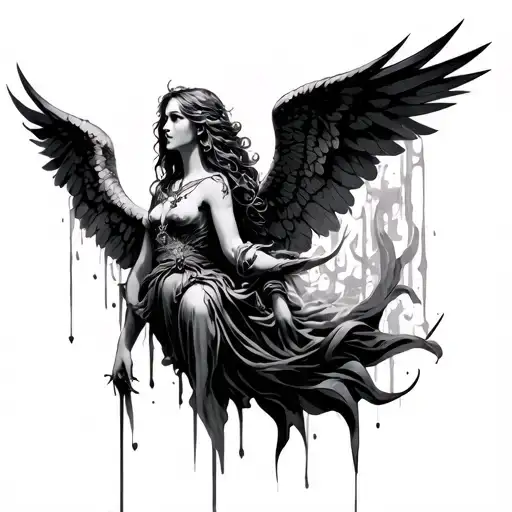 gothic angel tattoo design idea