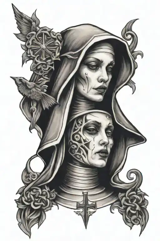 nun goth tattoo design idea