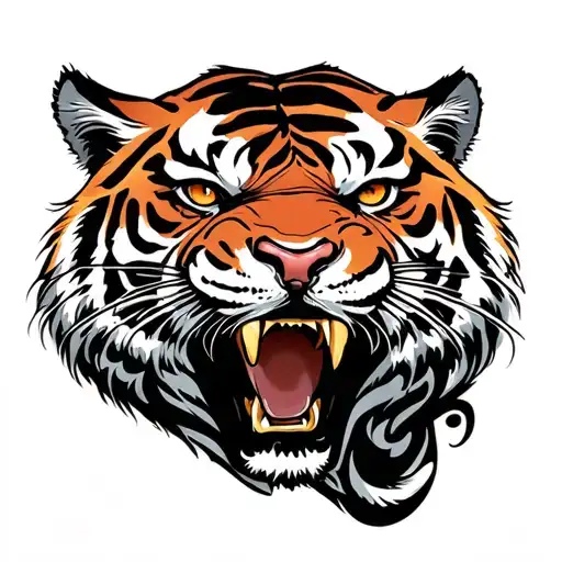 Tiger face roaring tattoo design idea