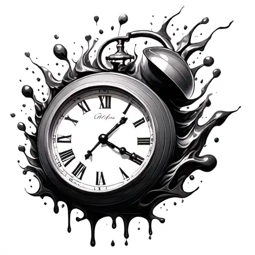 melting clock tattoo design idea