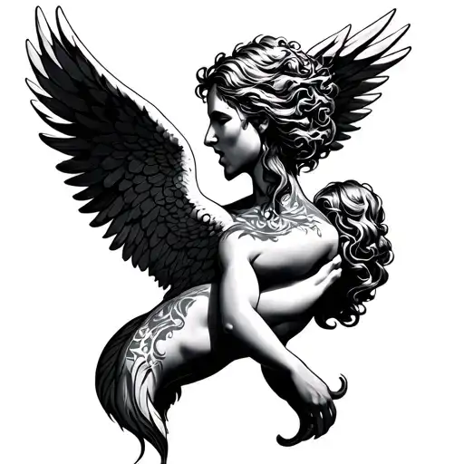 Windego Biting an Angels Neck tattoo design idea