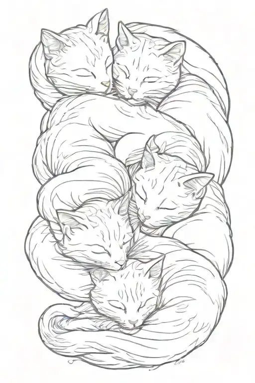 cats sleeping together tattoo design idea