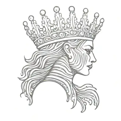 Barcode in the form of a female body with a crown tattoo design idea