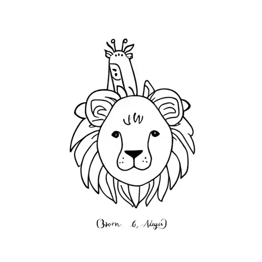 First name Giulia born August 6, 2022 she is my daughter she is lion and likes giraffes tattoo design idea