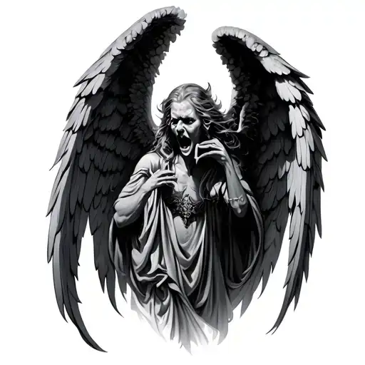 angel killing demon tattoo design idea