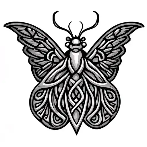 moth Celtic knot wings tattoo design idea