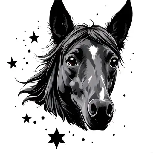 dog,horse,stars tattoo design idea