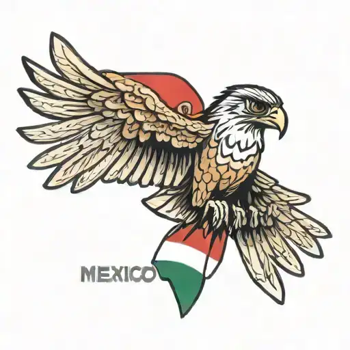 Falcon and Mexico flag tattoo design idea
