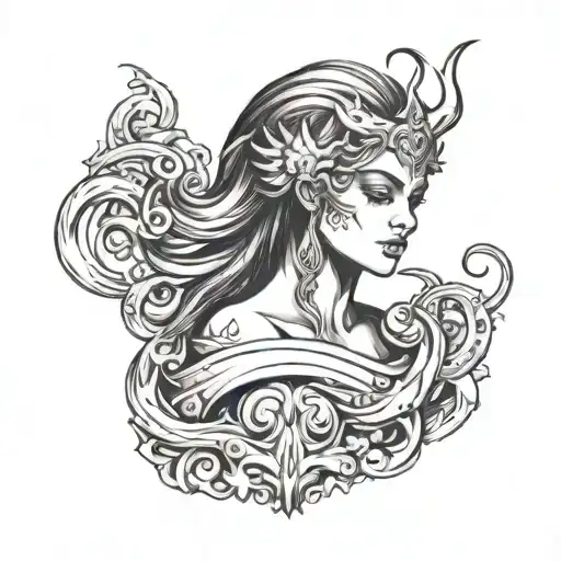 design a simple tattoo for a woman with the subject ade god of the underworld tattoo design idea