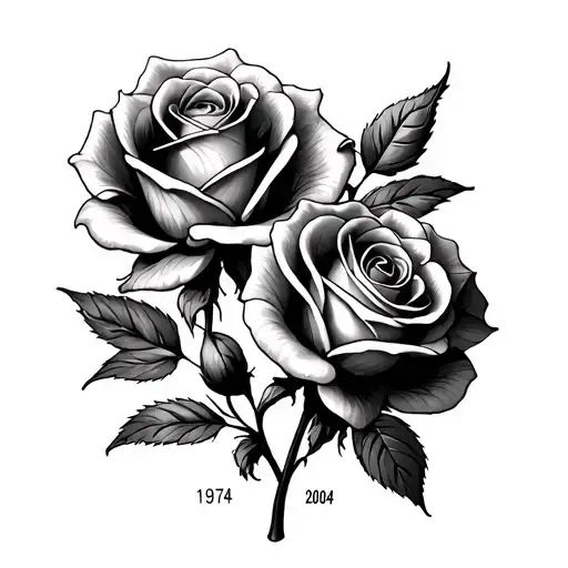 make me a tattoo where there will be roses and between them will be the years 1974, 1981, 2004 tattoo design idea