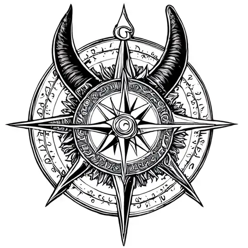 vegvisir viking compass fenrir viking norse wolf horn of triskelion tattoo design idea