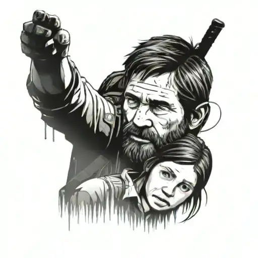 ellie and joel from last of us  tattoo design idea