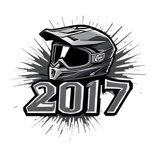"2017" dirt bike, motocross, helmet goggles tattoo design idea