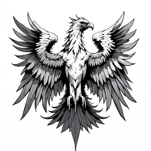 phoenix with outstretched wings tattoo design idea