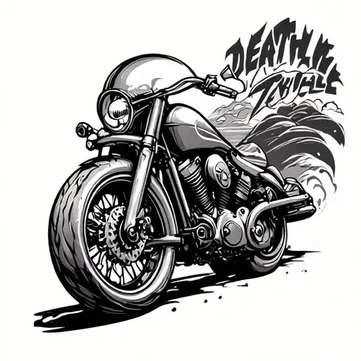 Death Valley with bike motor engine morphing tattoo design idea