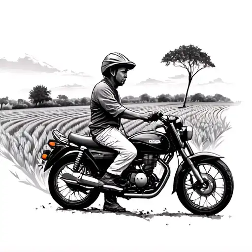 vietnam rice field, motorcycle, winding roads lead tattoo design idea