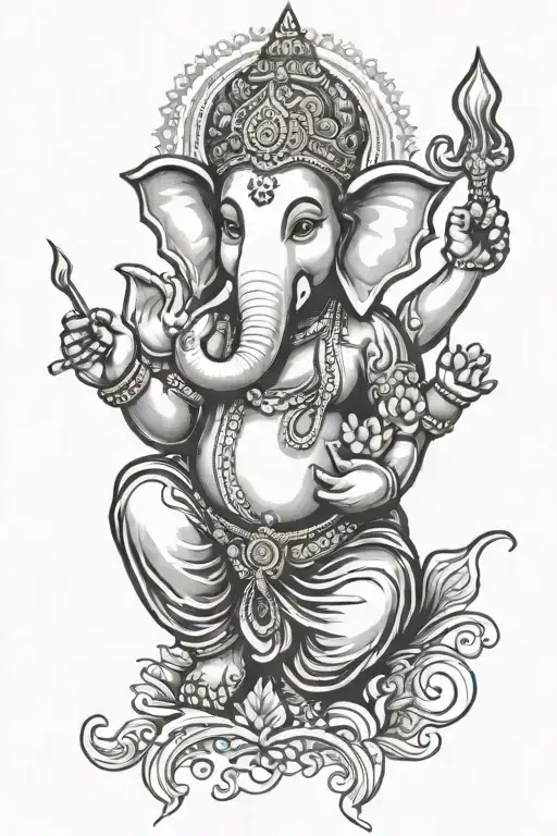A fusion of Lord Ganesha and paintbrushes creating a unique design tattoo design idea