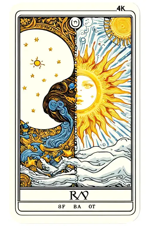 half and half moon tarot card and sun tarot card  tattoo design idea