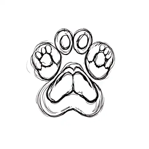 dog nose print with paw print tattoo design idea