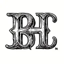 cattle brand using a capital backwards  B and a capital H next to each other tattoo design idea