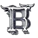 cattle brand using a capital backwards  B and a capital H next to each other tattoo design idea