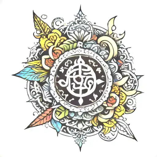 Arm band tattoo showcasing sanskrit words written tattoo design idea