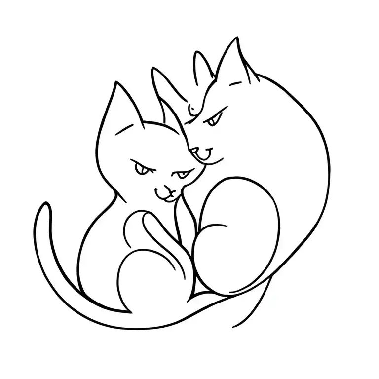 two cats on their back cuddling together tattoo design idea