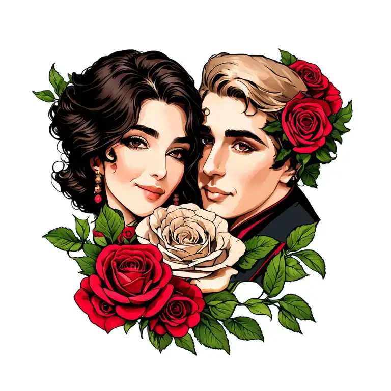 mom & dad rose tattoo tattoo design idea