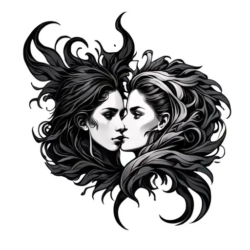 Twin Flames tattoo design idea